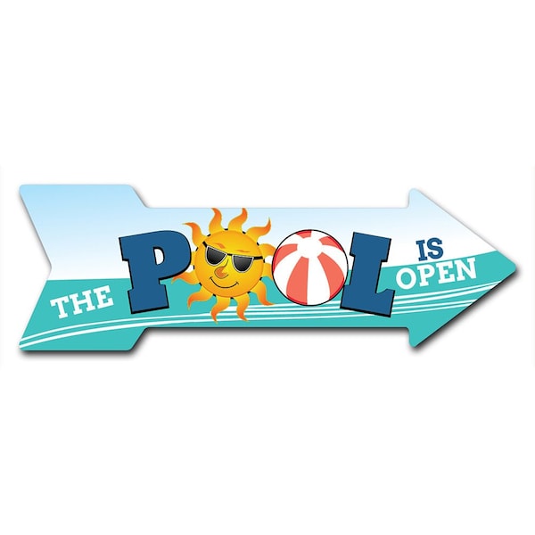 The Pool Is Open Arrow Decal Funny Home Decor 36in Wide
